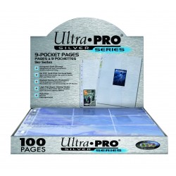 Ultra Pro 9-Pocket Silver Standard Size Binder Sleeves (Box of 100) Binders for Trading Cards