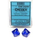 Translucent 10-Piece D10 Dice Set (Blue/White) Dice