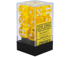 Translucent Set of 12 D6 Dice (Yellow/White)