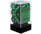 Translucent Set of 12 D6 Dice (Green/White)