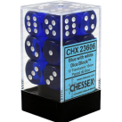 Translucent Set of 12 D6 Dice (Blue/White) Dice