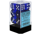 Translucent Set of 12 D6 Dice (Blue/White)