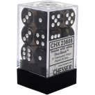 Translucent Set of 12 D6 Dice (Smoke/White) Dice