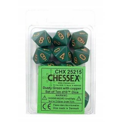 Speckled Dusty Green/Copper 10-Piece D10 Dice  Dice