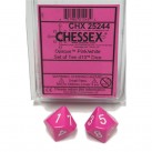 Opaque Pink/White 10-Piece D10 Dice  Dice