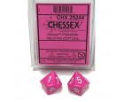 Opaque Set of D10 Dice (Pink/White)