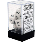 Opaque 7-Piece Dice Set (White/Black)