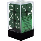 Opaque 12-Piece D6 Dice Set (Green/White)