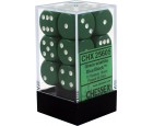 Opaque 12-Piece D6 Dice Set (Green/White)