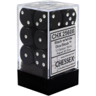 Opaque Set of 12 D6 Dice (Black/White)