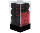 Opaque Set of 12 D6 Dice (Black/Red)