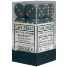 Opaque Set of 12 D6 Dice (Dark Grey/Copper) 16mm