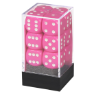 Opaque Set of 12 D6 Dice (Pink/White) Dice