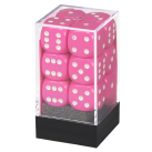 Opaque Set of 12 D6 Dice (Pink/White)