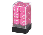 Opaque Set of 12 D6 Dice (Pink/White)