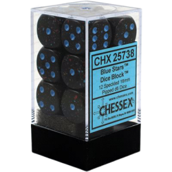 Speckled Set of 12 D6 Dice (Blue Stars) Dice