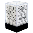 Opaque Set of 36 D6 Dice (White/Black) 12mm
