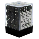 Opaque Set of 36 D6 Dice (Black/White) 12mm