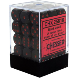 Opaque Set of 36 D6 Dice (Black/Red) 12mm Dice