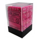 Opaque Set of 36 D6 Dice (Pink/White) 12mm