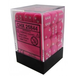 Opaque Set of 36 D6 Dice (Pink/White) 12mm Dice