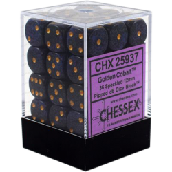 Speckled Set of 36 D6 Dice (Golden Cobalt) Dice