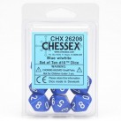 Opaque Set of 10 D10 Dice (Blue/White)