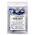 Gemini Set of 10 D10 Dice (Blue-Steel/White)