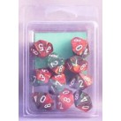 Gemini Set of 10 D10 Dice (Green-Red/White)