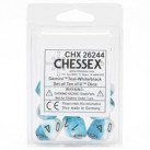 Gemini Set of 10 D10 Dice (Teal-White/Black)