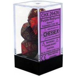 Gemini 7-Piece Dice Set (Purple-Red & Gold) Dice