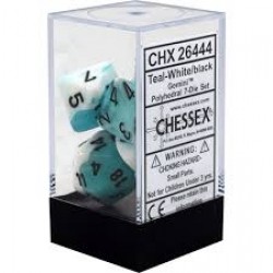 Gemini 7-Die Set (Teal-White/Black) Dice