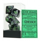 Gemini 7-Die Set (Black-Grey/Green) Dice