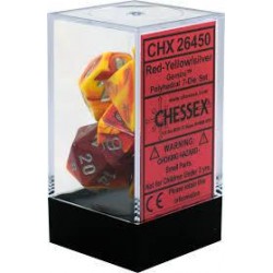 Gemini 7-Die Set (Red-Yellow/Silver) Dice