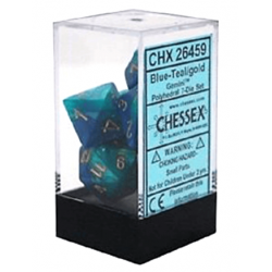 Gemini 7-Die (Blue-Teal/Gold) Dice