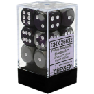 Gemini Set of 12 D6 Dice (Purple-Steel/White) 16mm