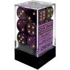 Gemini Set of 12 D6 Dice (Black-Purple/Gold) 16mm