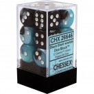 Gemini Set of 12 D6 Dice (Black-Shell/White) 16mm