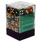 Gemini Set of 36 D6 Dice (Gold-Green/White) 12mm Dice