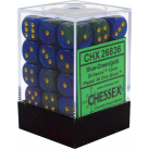 Gemini Set of 36 D6 Dice (Blue-Green/Gold) 12mm Dice