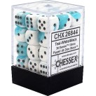 Gemini Set of 36 D6 Dice (Teal-White/Black) 12mm Dice