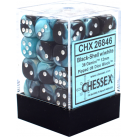 Gemini Set of 36 D6 Dice (Black-Shell/White) 12mm Dice