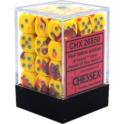 Gemini Set of 36 D6 Dice (Red-Yellow/Silver) 12mm Dice