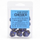 Scarab Set of 10 D10 Dice (Royal Blue/Gold) Dice