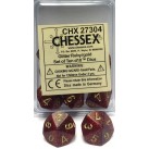 Glitter Set of 10 D10 Dice (Ruby/Gold)