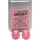 Ghostly Glow Set of 10 D10 Dice (Pink/Silver) Dice