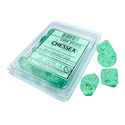 Borealis Set of 10 D10 Dice (Light Green/Gold Luminary) Dice