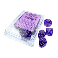 Borealis Set of 10 D10 Dice (Royal Purple/Gold Luminary) Dice