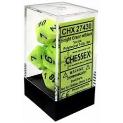 Vortex 7-Piece Dice Set (Bright Green/Black) Dice