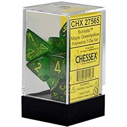 Borealis 7-Piece Dice Set (Maple Green/Yellow) Dice